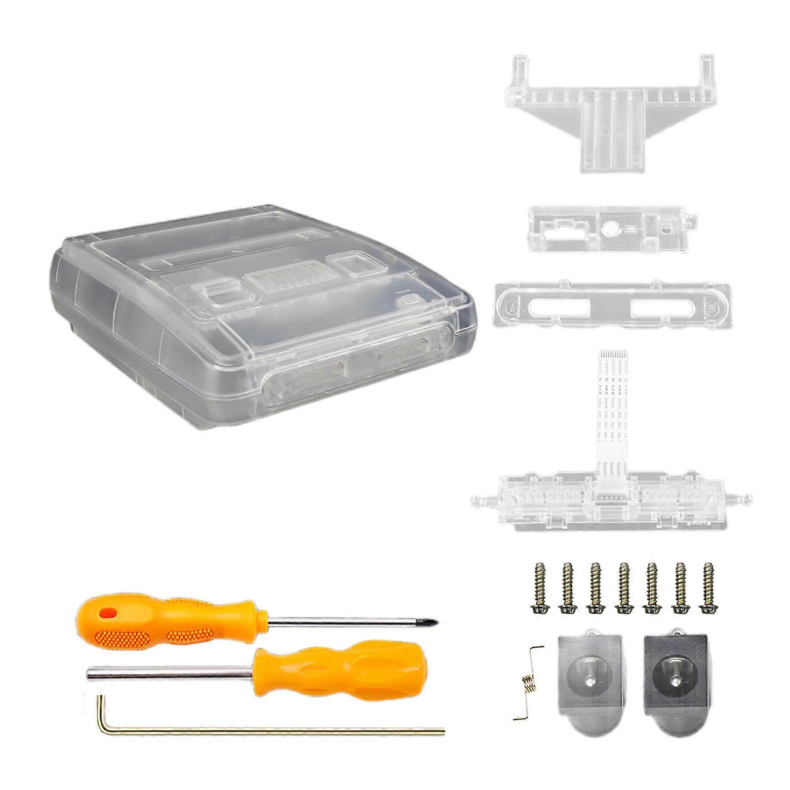 Impact Resistant Case Shell Shockproof Shell Retro Game Console Case Replacement Clear Box Transparent Housing  Transparent white