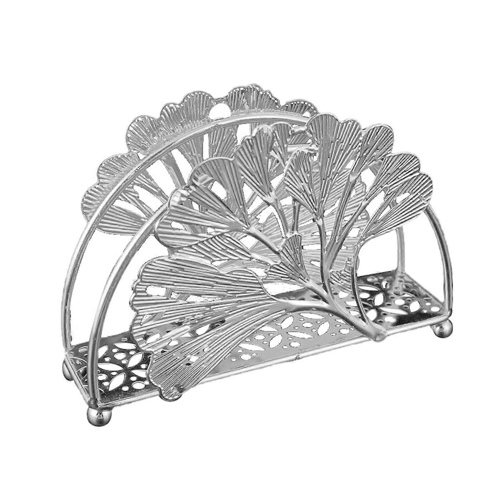 Rustproof Iron Tissue Storage Quick Setups Decorative Maples Leaf Shape for High Moisture Area  silver