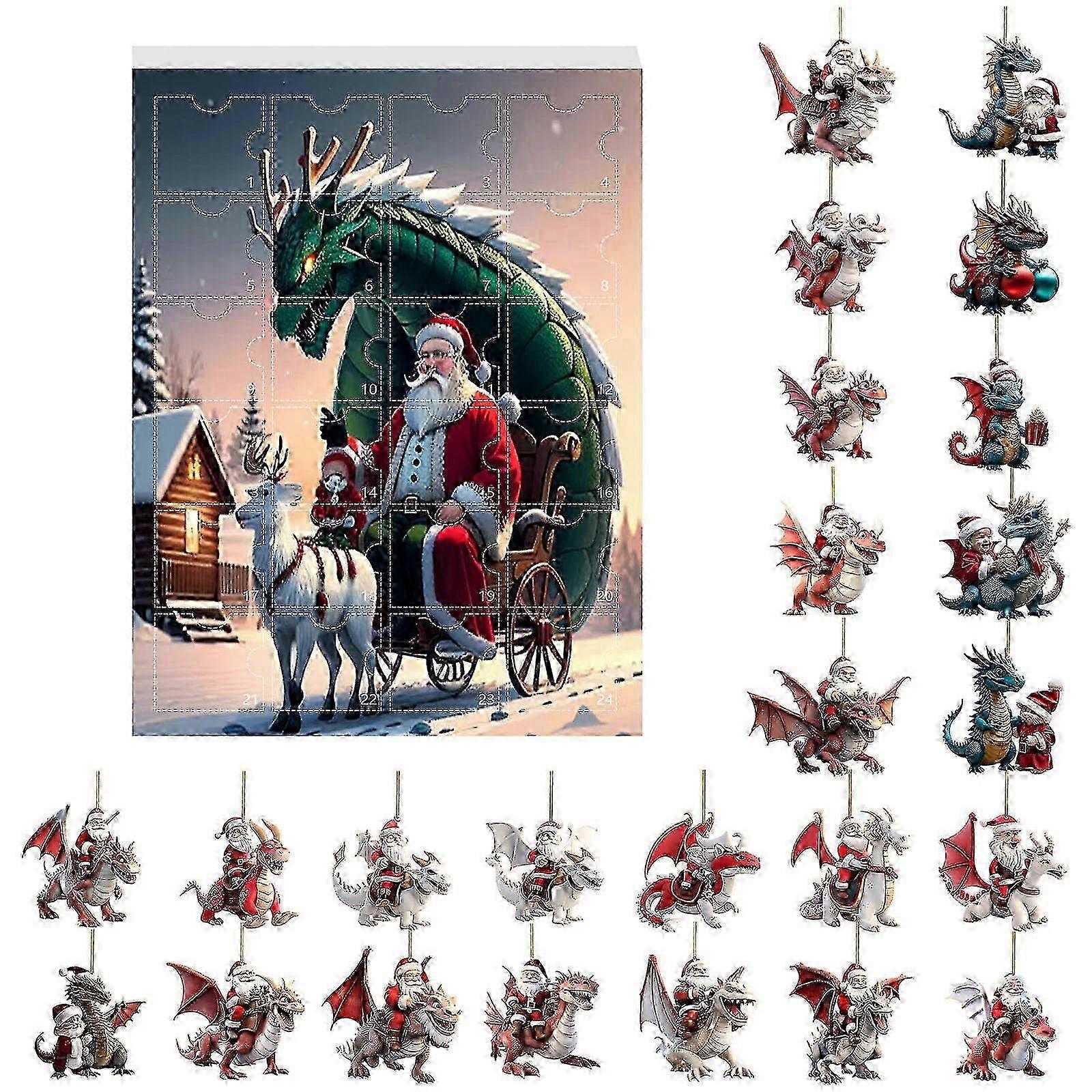 Christmas Tree Decorations Advent Calendar with Dinosaur Themed Pendants