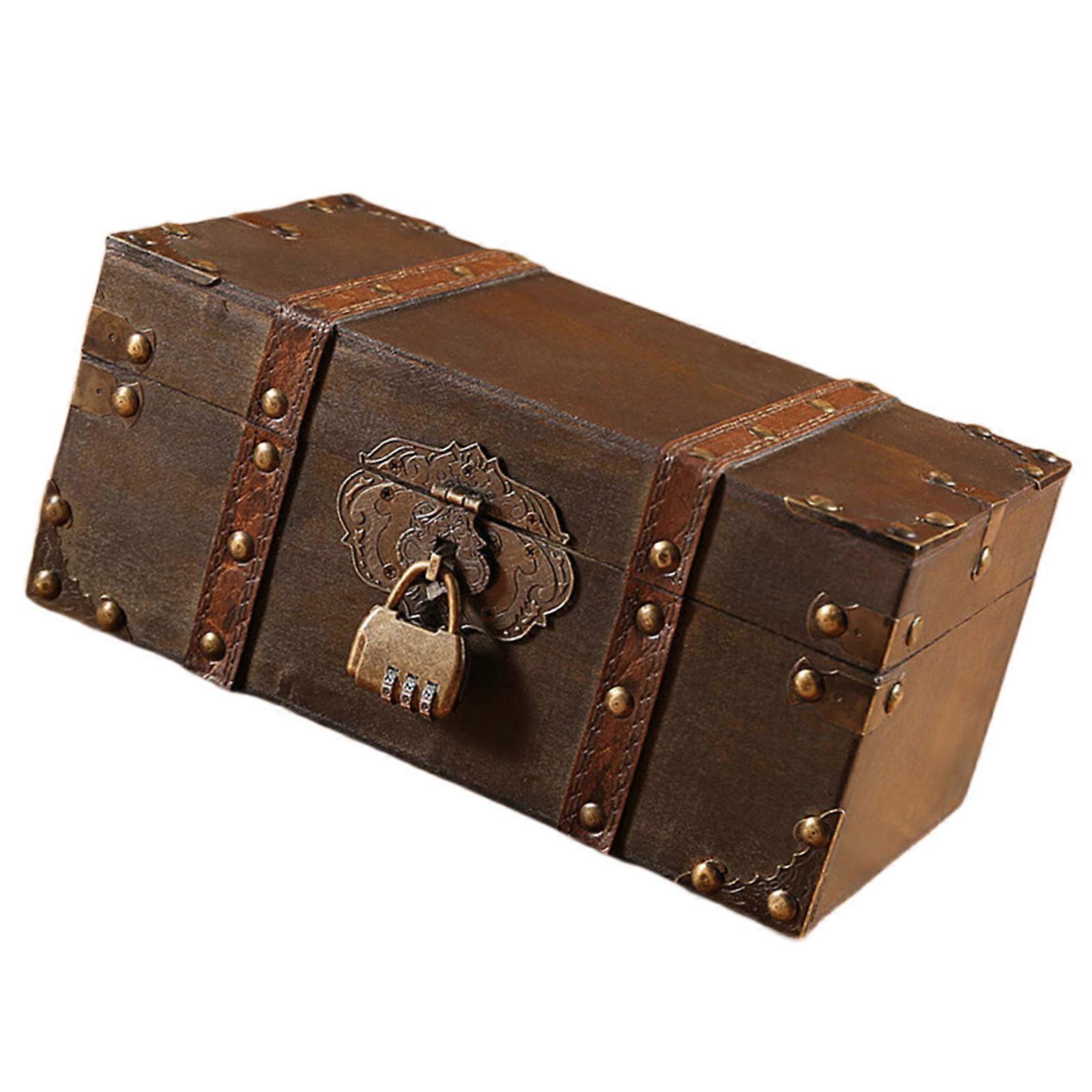 Boîte de rangement rétro en bois robuste, idéale pour les bijoux et petits objets. Finitions soignées et charme élégant. Multicolore.