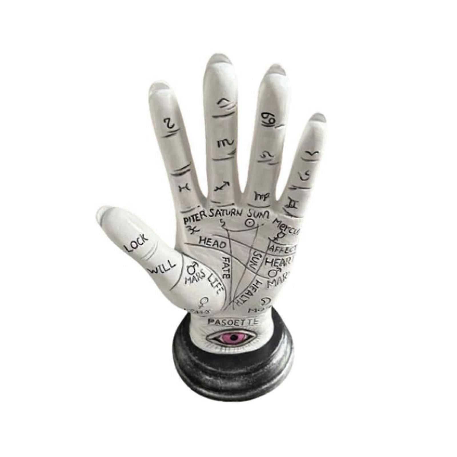 Elegant Mystical Palms Sculpture With Lines and Symbols Detail Palmistry Hand Resins Statue For Bookshelves Decors Multicolor
