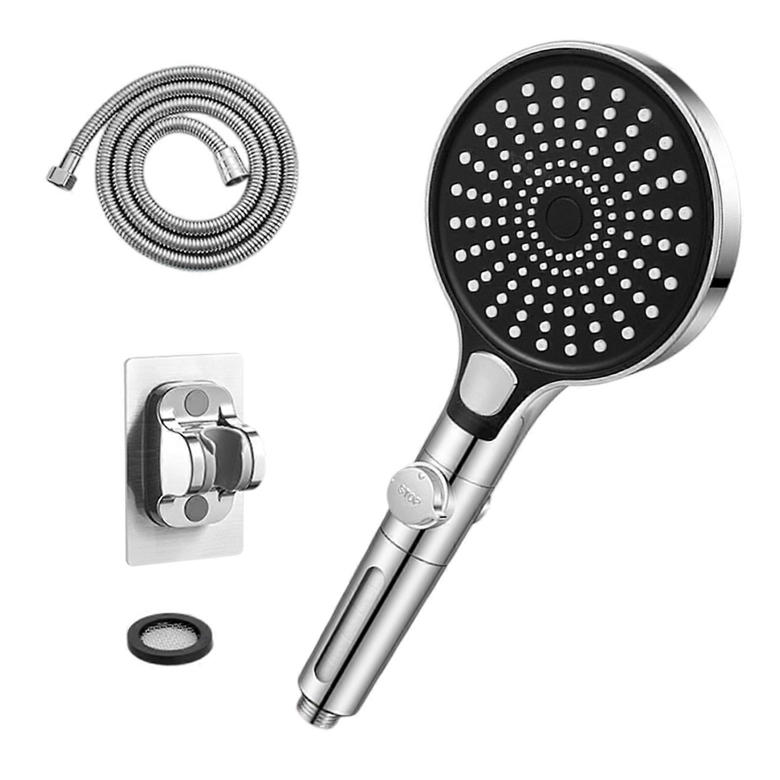 Filtering Shower Head Wide ABS Panel High Pressures Handheld Sprays With Detachable Hose Mount Multicolor