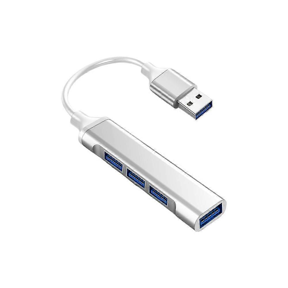 4-in-1 USB-C Docking Station Expander Multiport Converter with Metal Housing in Silver and Gray