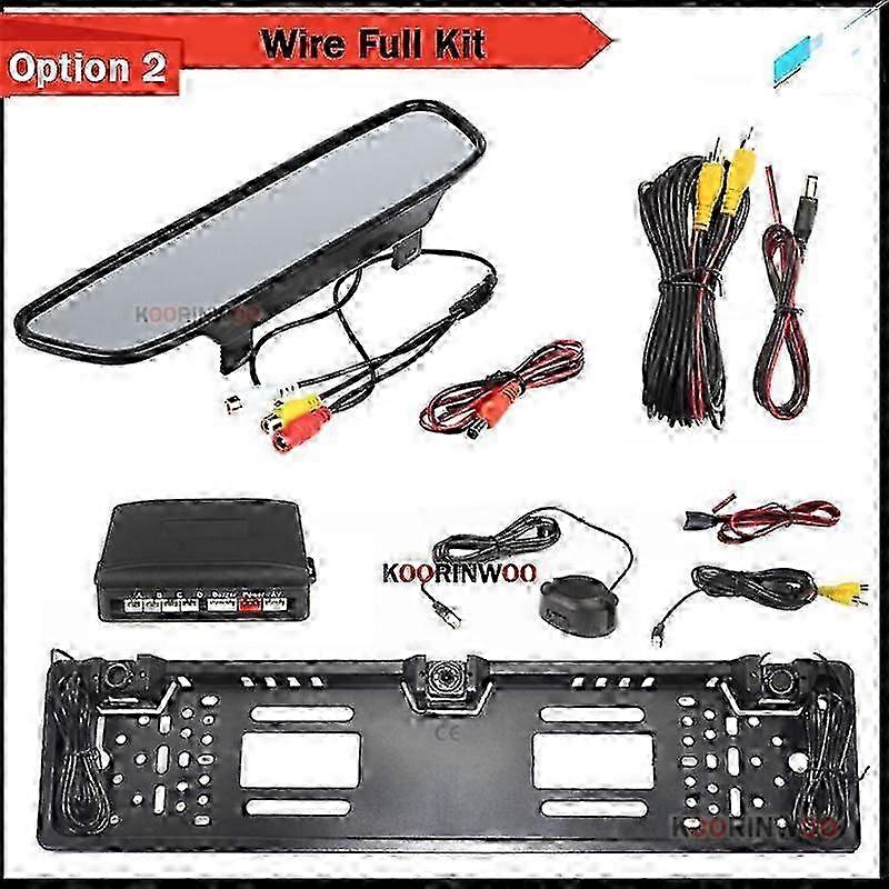 Koorinwoo European License Plate Frame camera For Number Car Rear View Camera With Sensor Parking Sensors LCD Monitor Mirror z