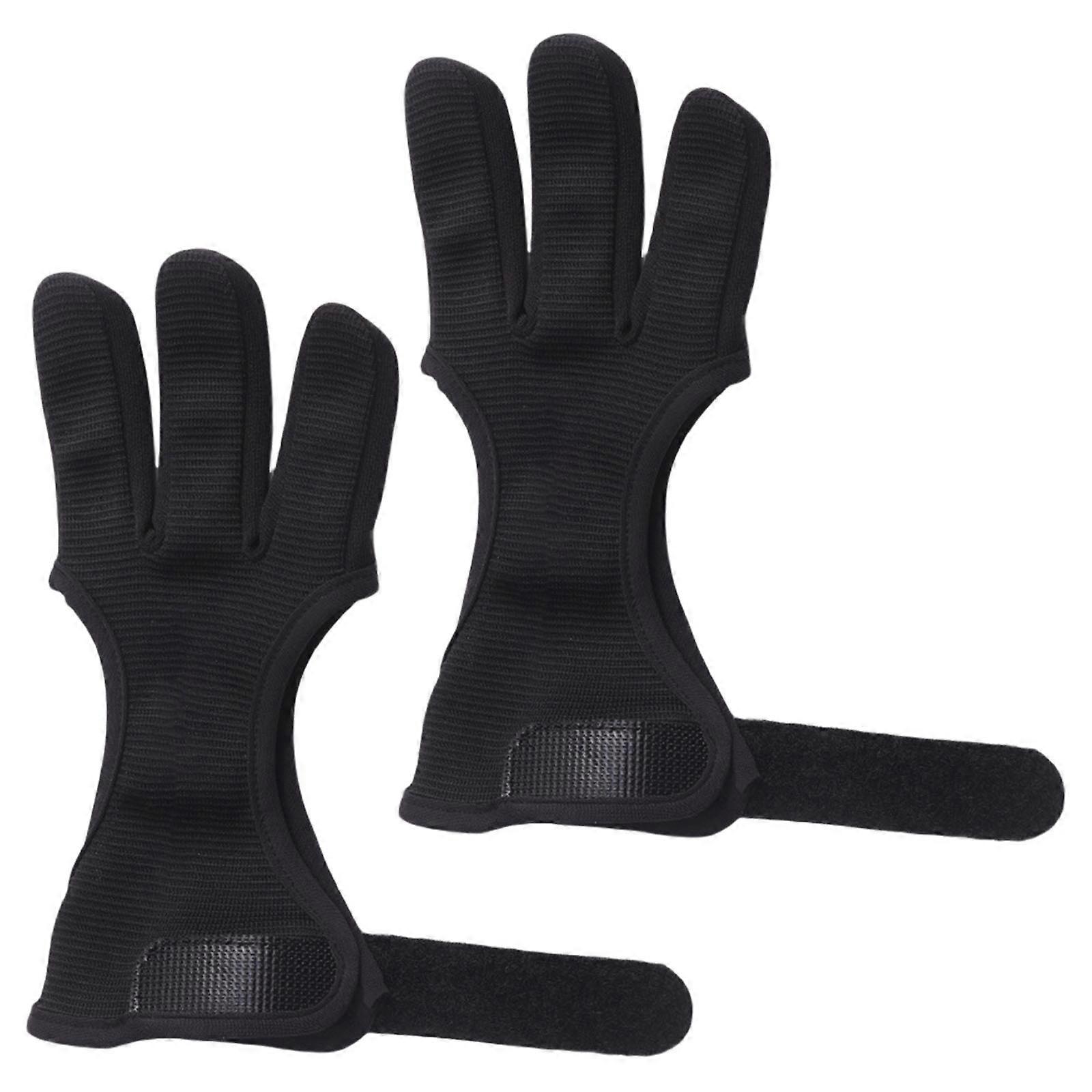 Toxophily Gloves Three Finger Hunting Gloves Leather Fingertips Elastic Nylons CottonShooting Gloves For Toxophily Hunting  XL