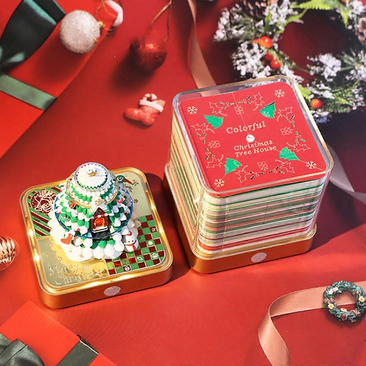 2026 LED Light Christmas Tree Desk Calendar 3D Tear Away Paper Carving ...