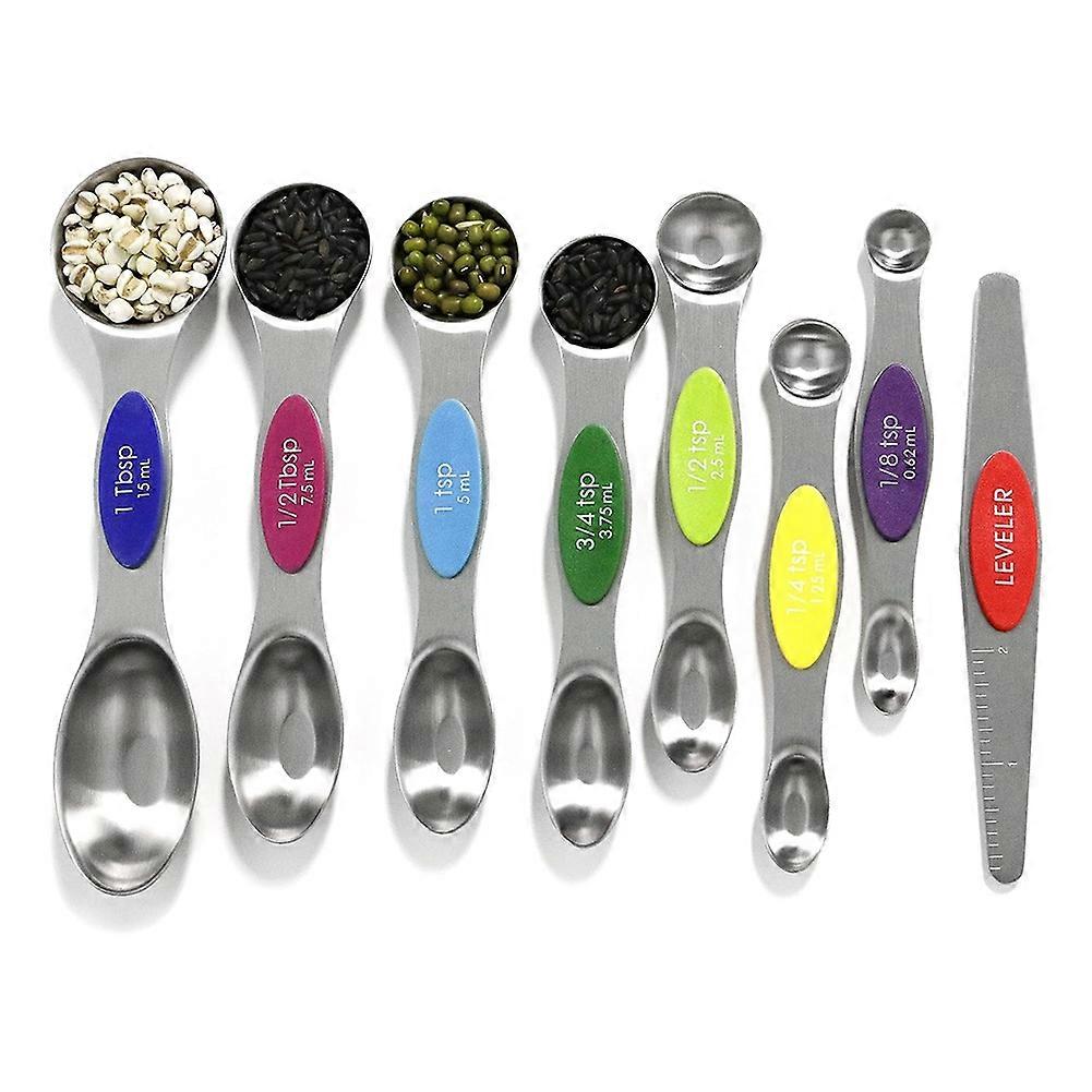 Magnetic Measuring Spoons Set Stainless Steel with Leveler for Baking, Measuring Cups and Spoon Set
