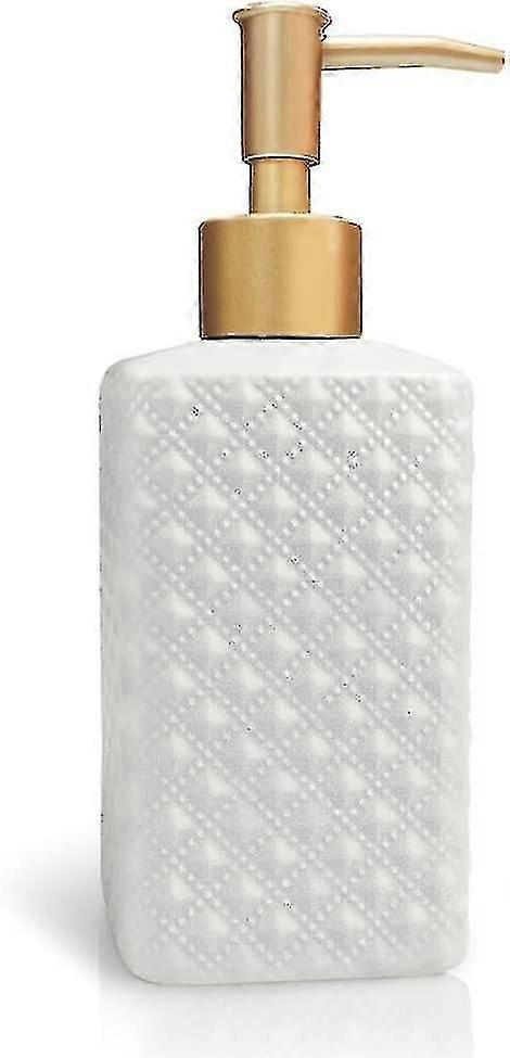 موزع الصابون الذهبي ، زجاجة مضخة غسول السيراميك مع نقش مكرر وعتيق ، ديكور منزلي للحمام أو المطبخ JU
