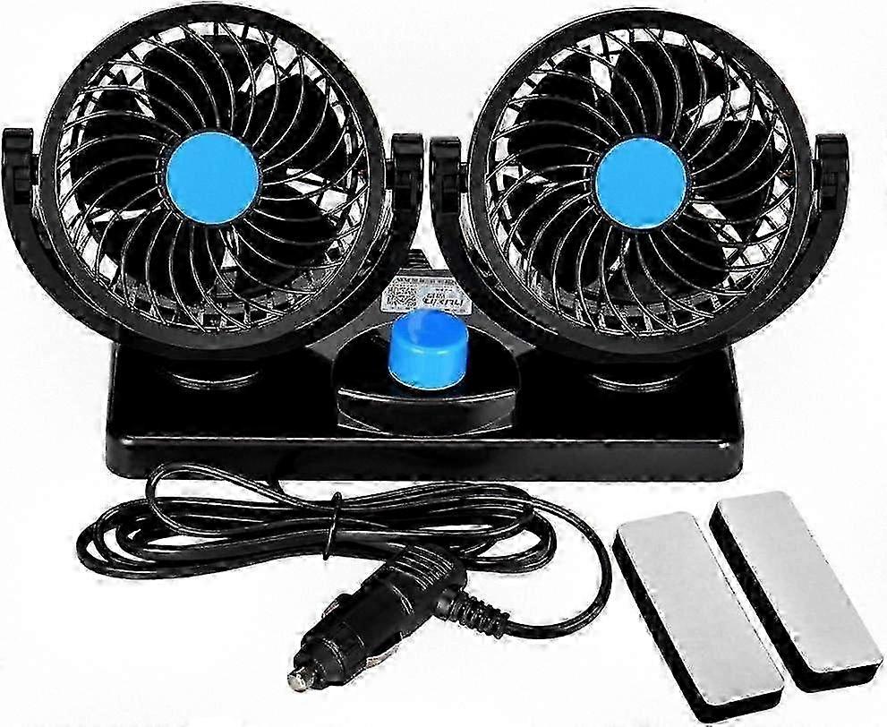 12V Dual Speed Adjustable Car Cooling Fan with 360�� Manual Rotation and Cigarette Lighter Plug