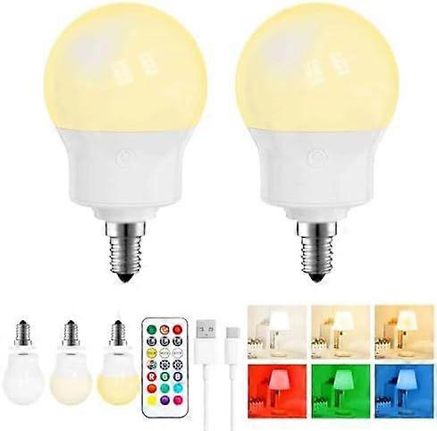 LED Rechargeable Light Bulb With Remote, Magnetic E14 Battery Operated Light Bulbs, 3 Color Temperature + 9 RGB Colour, 480LM, 3 Timer, For Lights, La