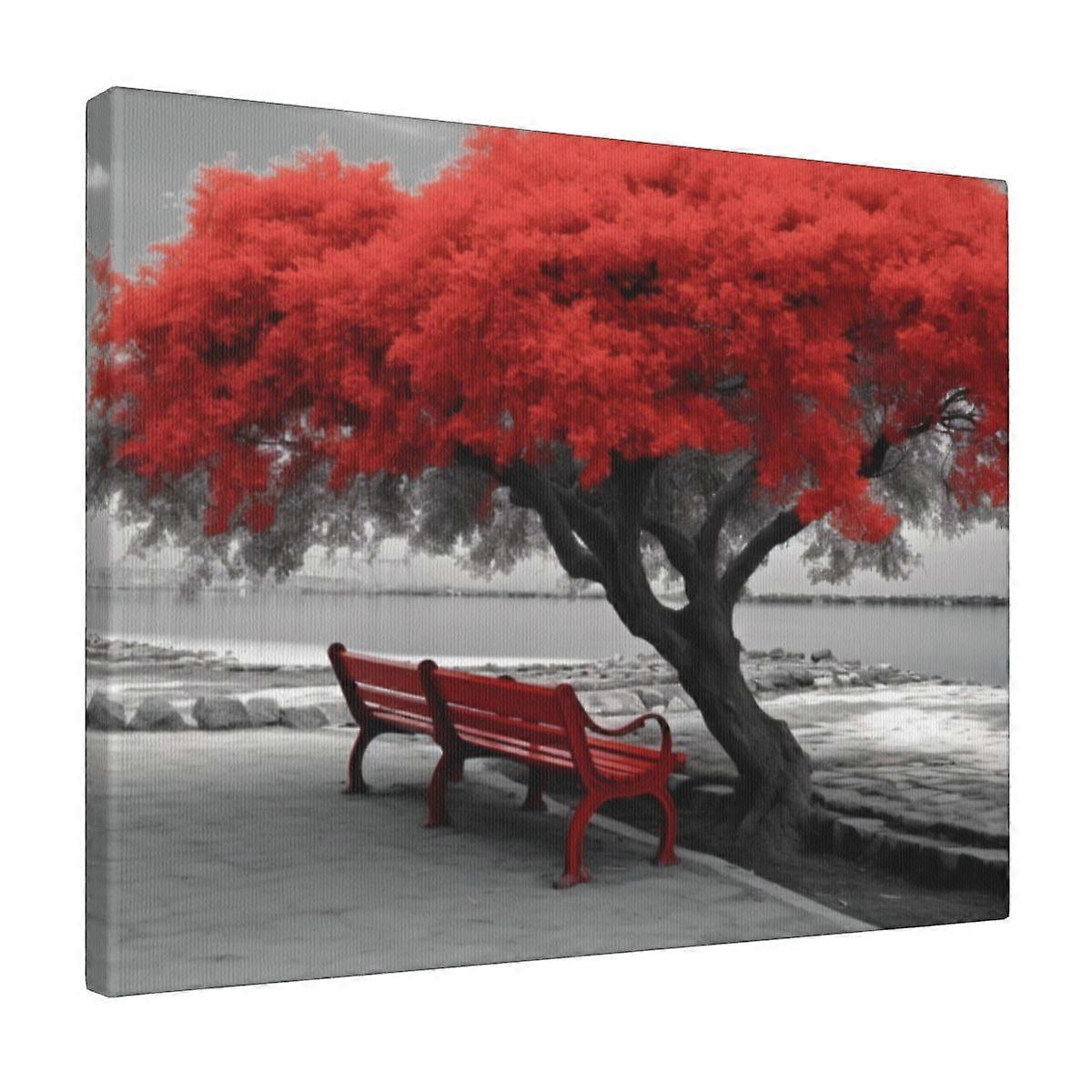 Canvas Wall Art Picture Red Tree Canvas Printing Modern 16x20in White