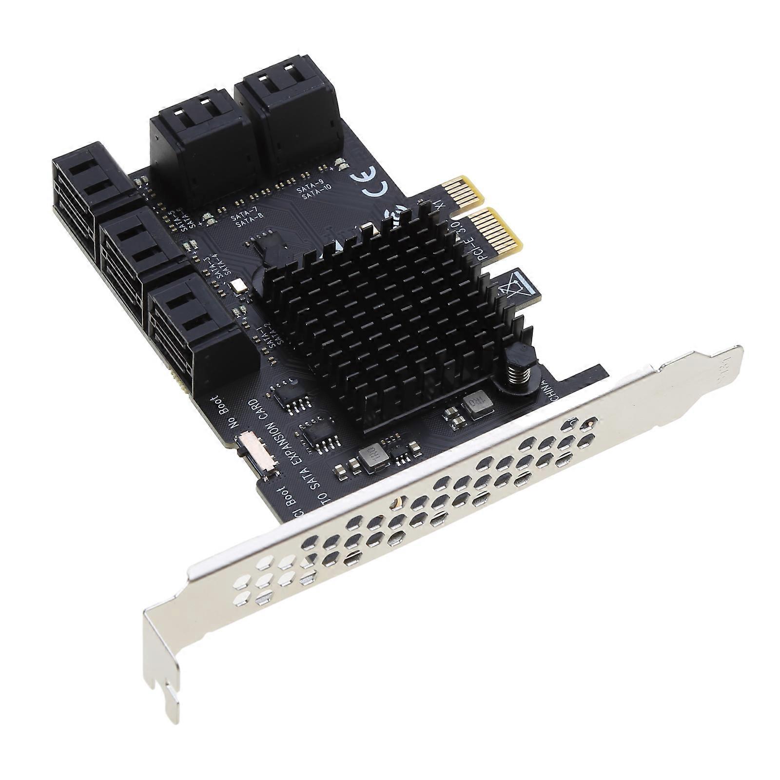 SATA PCI-E Adapter 10 Ports PCI for Express X4 X8 X16 to SATA 3.0 6Gbps Full Speed Interface Rate Expansion Card Control Multicolor