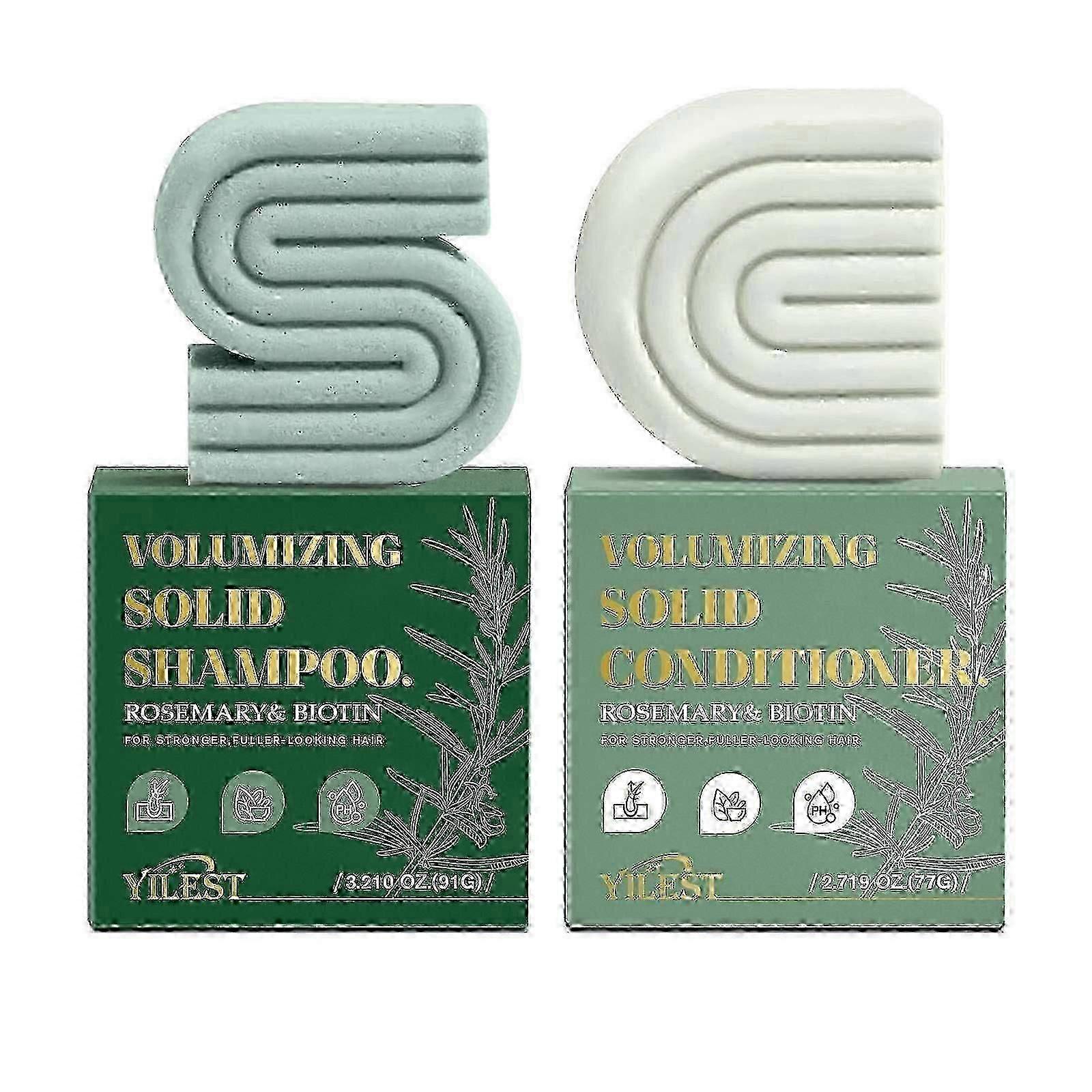 Sada šampónu a kondicionéru s rozmarínom a biotínom pre rednúce vlasy - tuhý šampón a kondicionér pre objem a hustejšie vlasy pre mužov a ženy
