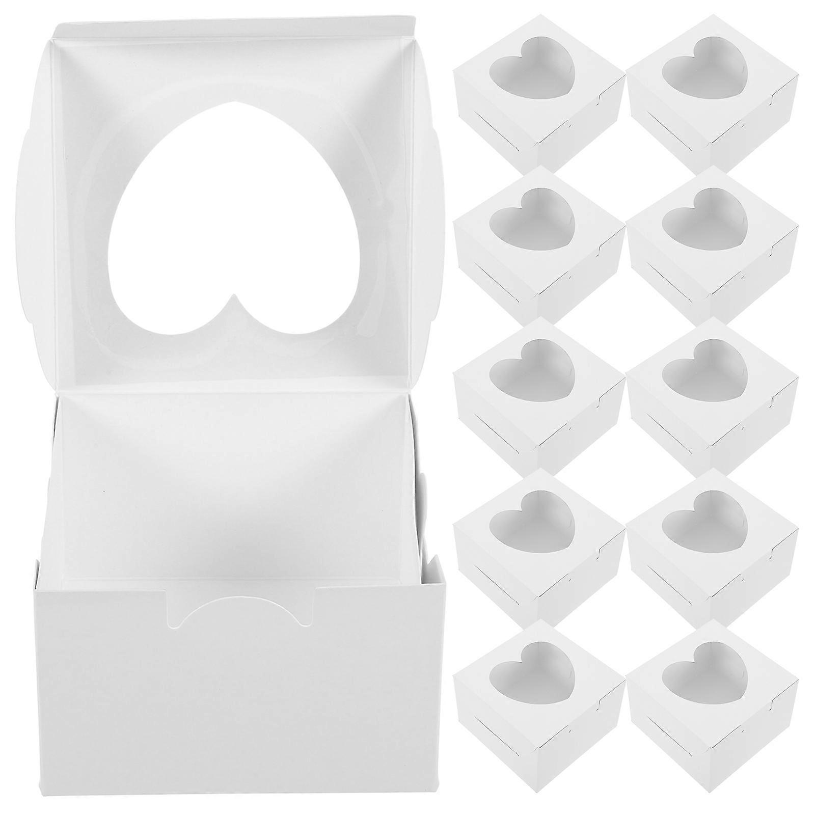 Bakery Boxes Heart-Shaped Window for Party Use 25Pcs White Cardboard Cupcake Boxes