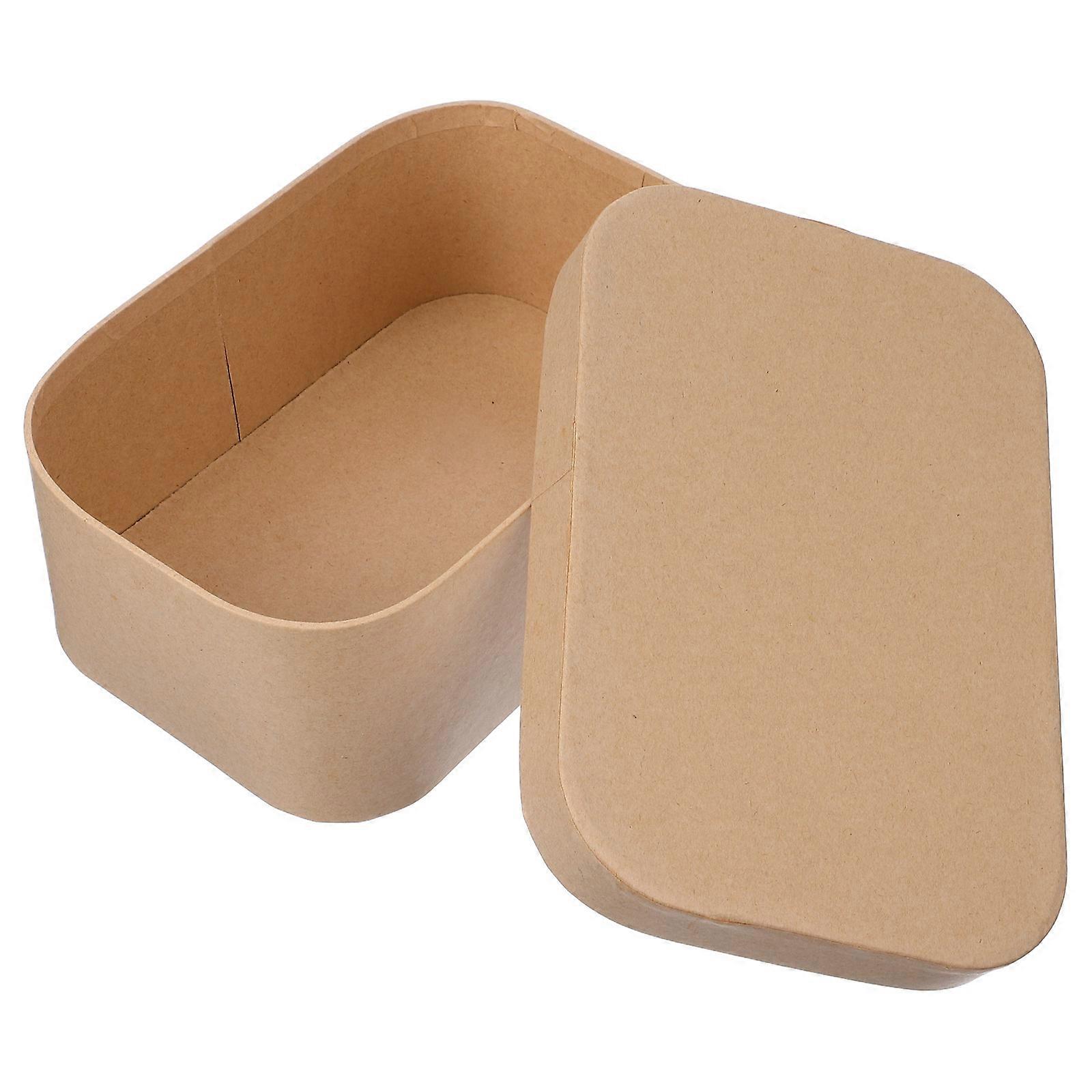 Round Cowhide Paper Box for Packaging and Storage with Lid Khaki Color