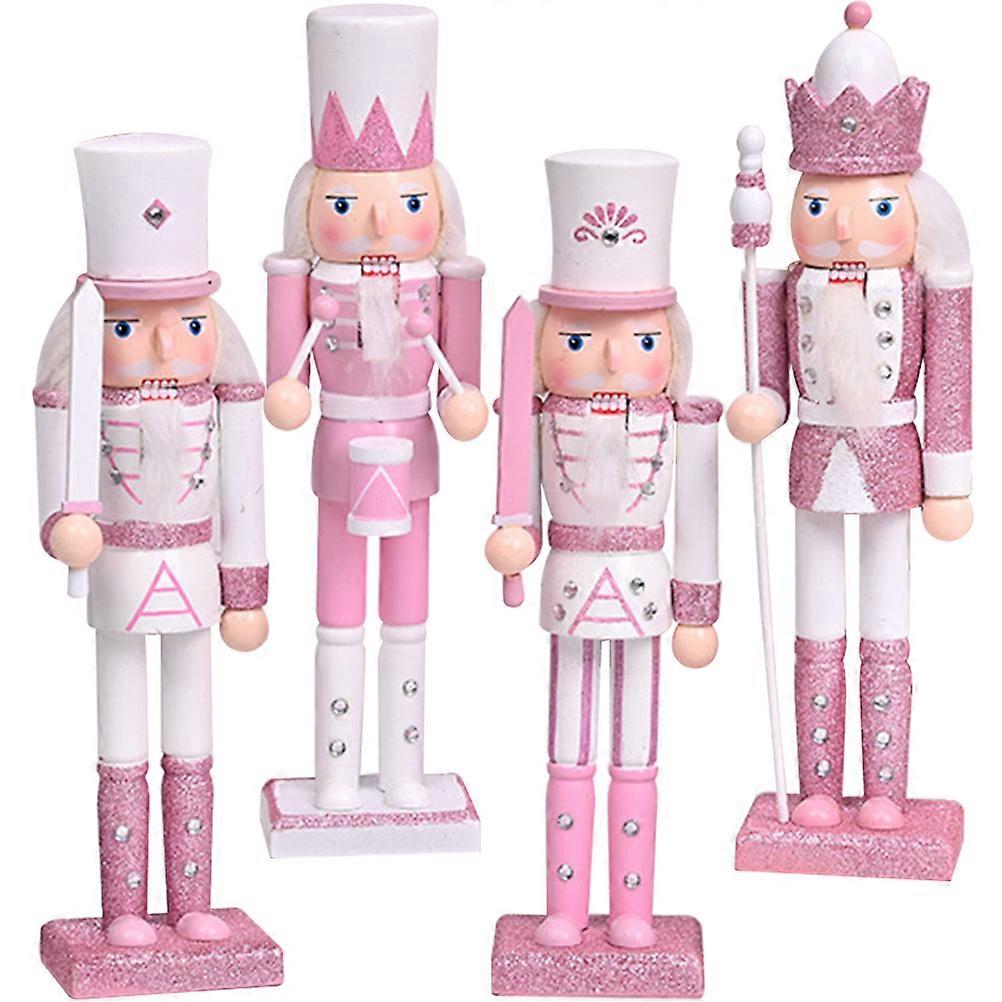 4pcs Christmas Nutcracker Wooden Nutcracker Ornament Xmas Tabletop Nutcracker