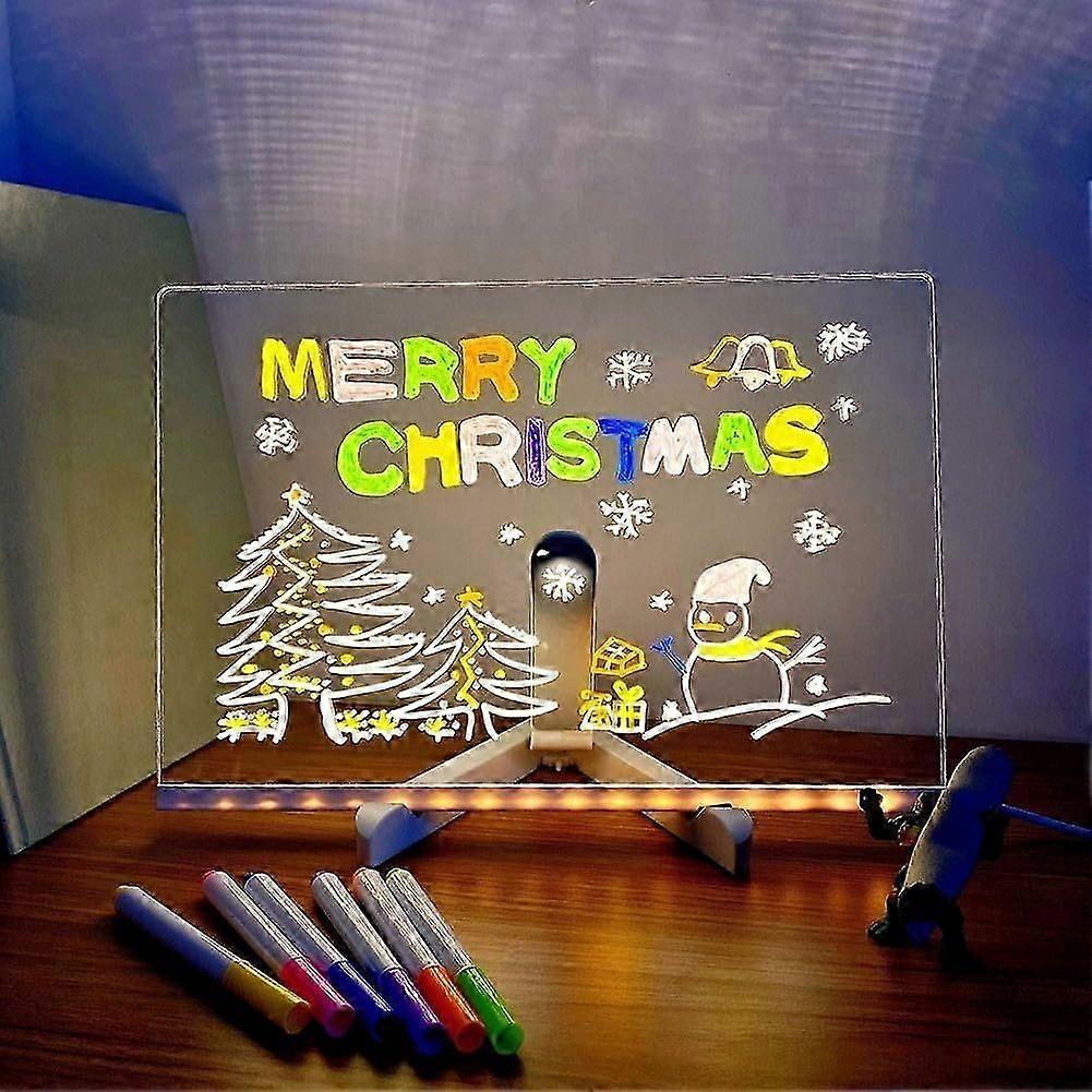 Acrylic Drawing Board With Adjustable Stand, LED Lighted Dry Erase Message Board, Large For Office, School, Home