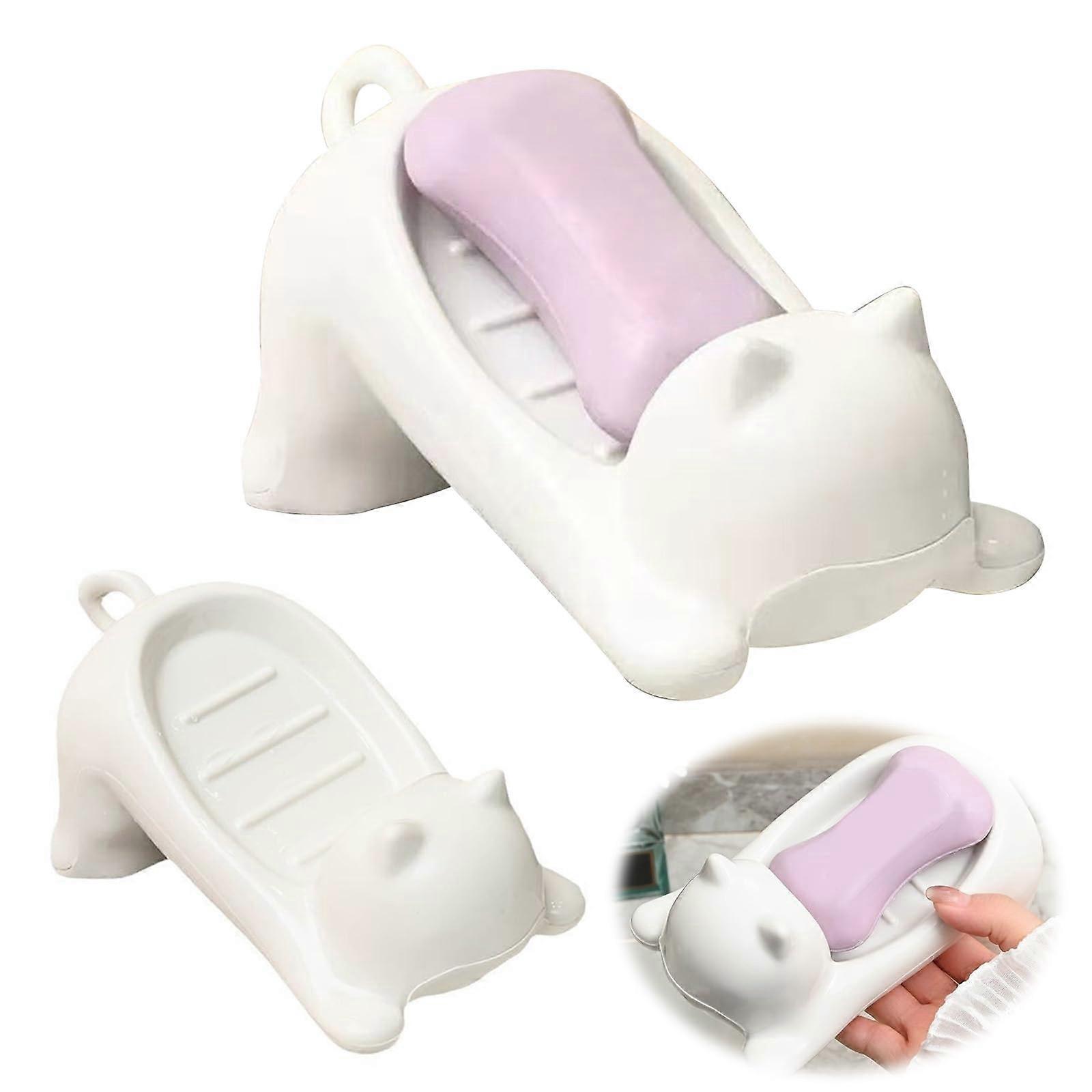 Cat Soap Dish with SelfDraining Design, NonSlip Base, Cute Cat Shape for Bathroom and Kitchen