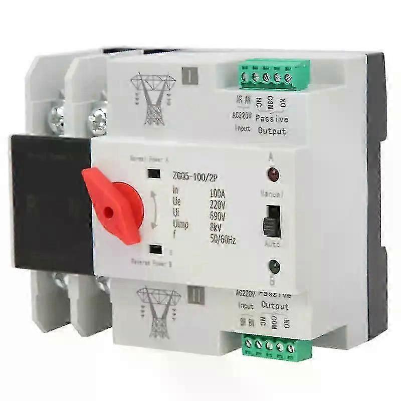 Dual Power Automatic Transfer Switch Uninterrupted 2 Way Controller ZGQ5-100/2/4P 220/400V