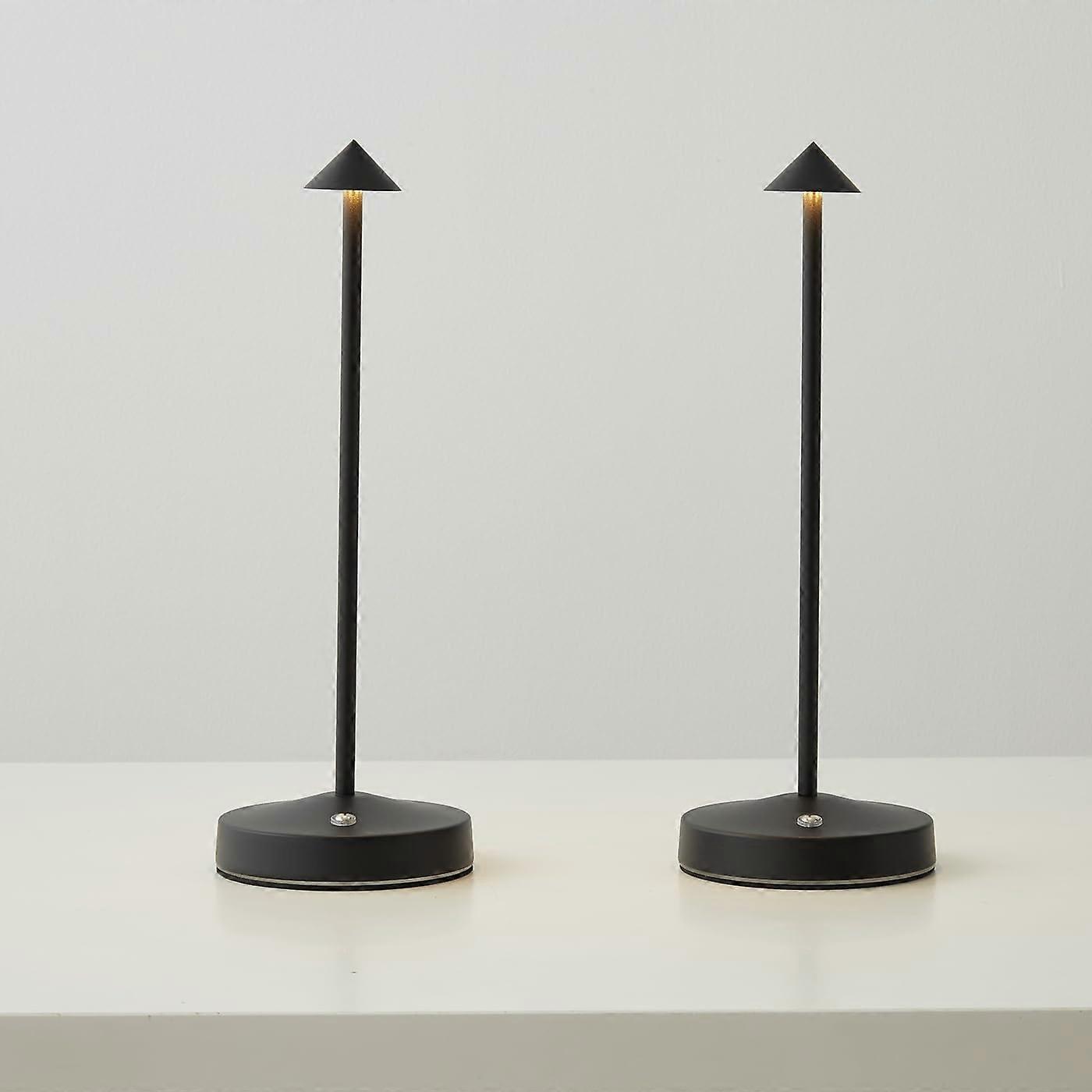 2 Pack Cordless Table Lamp with Touch Control Dimming, Waterproof USB Rechargeable LED, 3000K Warm Light for Indoor Outdoor Use, Black