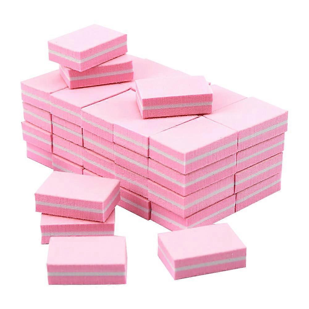50 Pcs Professional Nail Buffer Blocks DualSided Buffing Sponges for Salon and Home Manicure Pink