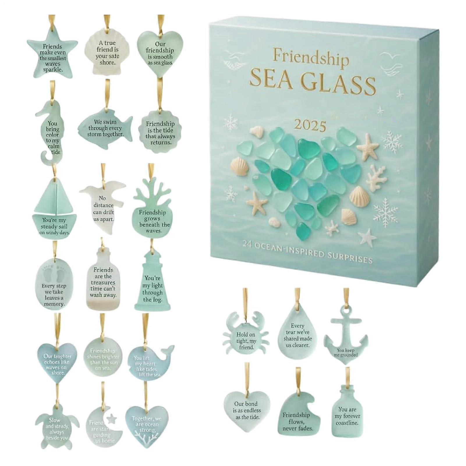 Handcrafted Acrylic Christmas Advent Calendar with Soft Glow Lighting, Coastal Style Festive Countdown Display