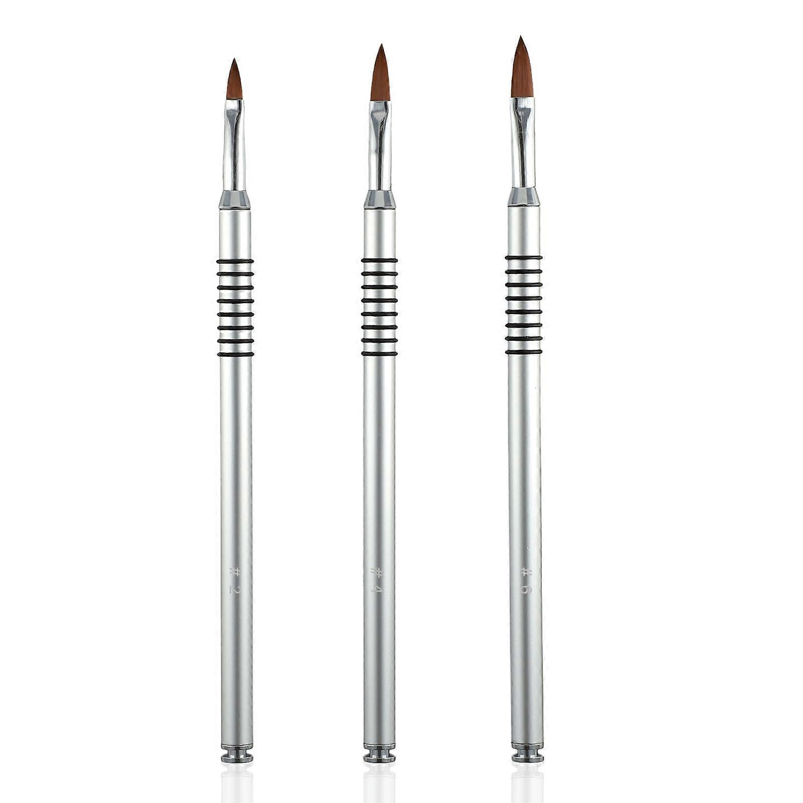 Kolinsky Acrylic Nail Brush Set 3 Pack with Precision Bristles and NonSlip Handle Size 2 4 6