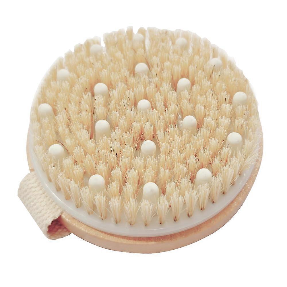 Dry Body Brush with Natural Bristles and Massage Nodes for Gentle Exfoliation and Circulation Boost