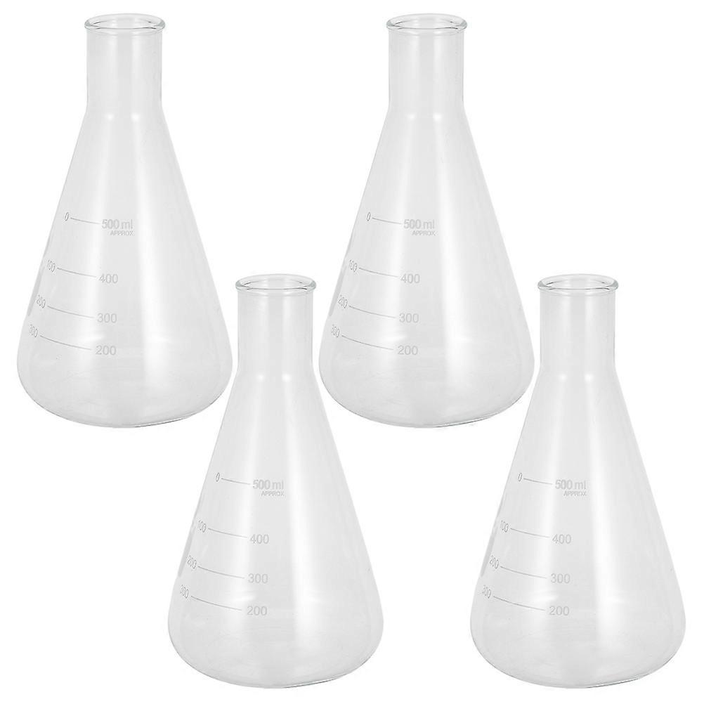 High Borosilicate Experimental Flask Glass Flask for Chemistry Class 4Pcs