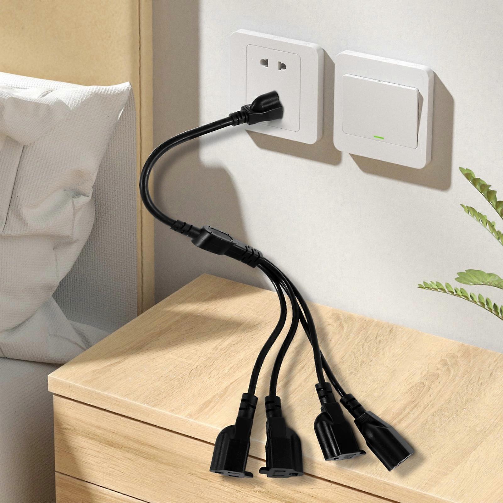 FUYGRCJ 3 Prong Extension Cord Splitter, 4-Outlet Cord Adapter, Safe Outdoor 4 Way Splitter, Protective & Convenient Outlet Extender