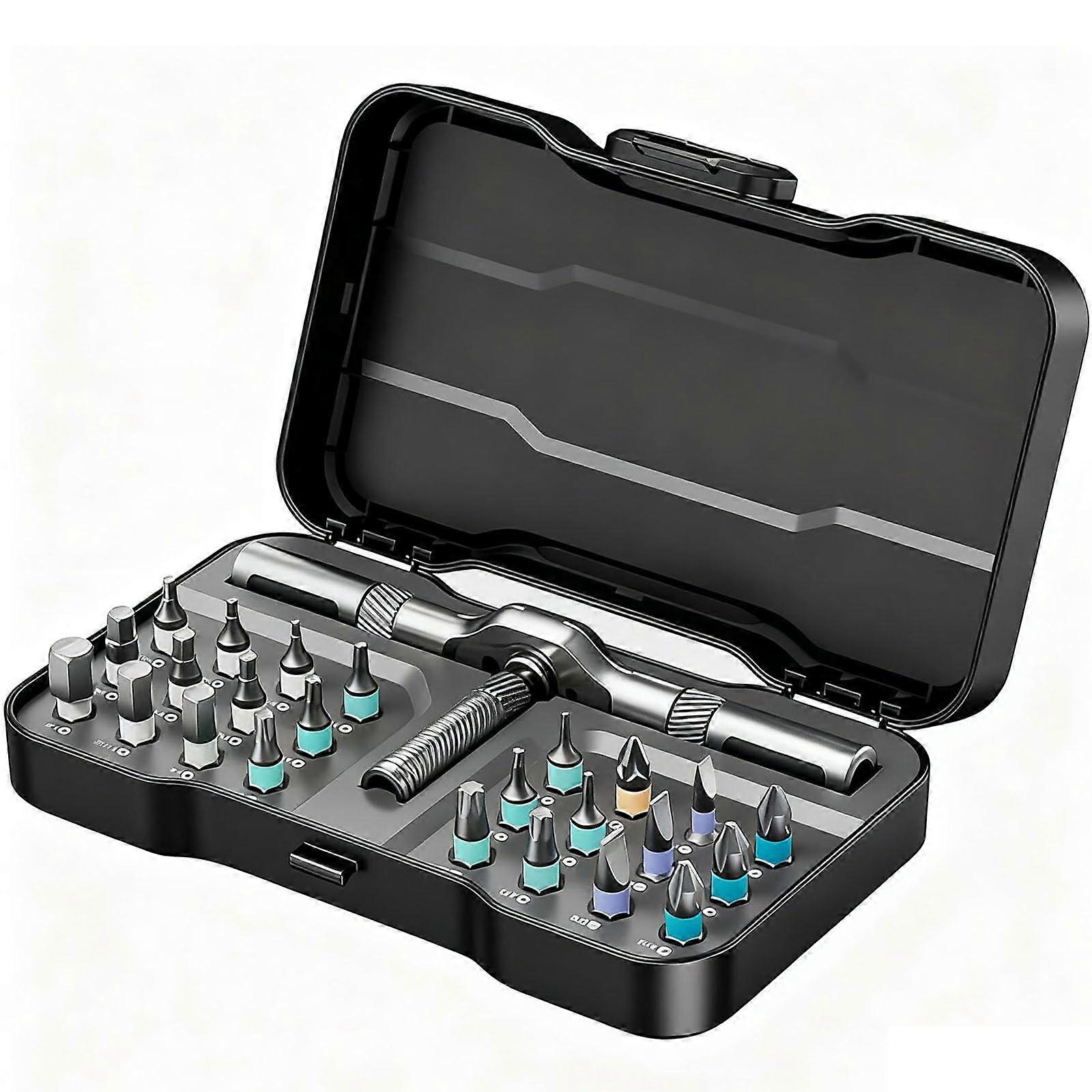 24 in 1 Magnetic Ratchet Screwdriver Set with Ergonomic THandle and Magnetic Bit Holders for Precision