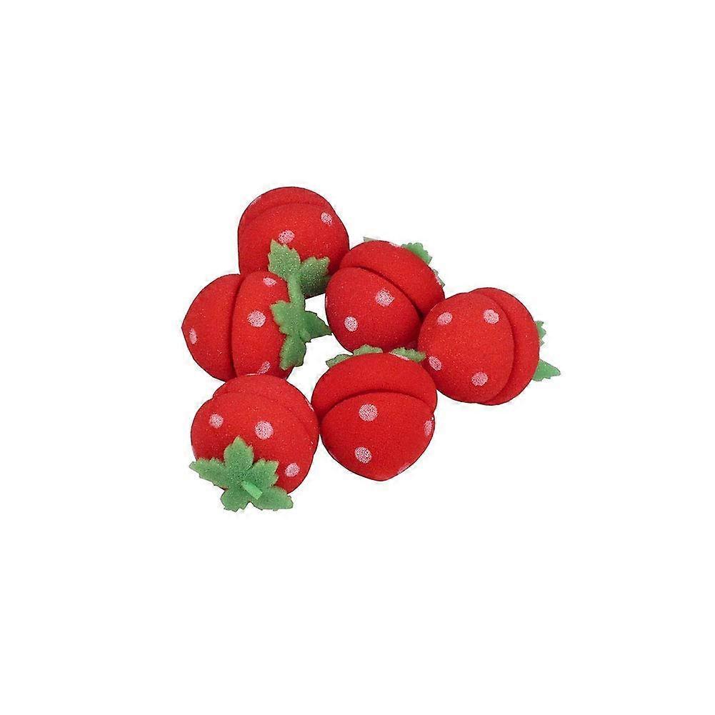 6 Pcs Strawberry Sponge Hair Curlers Soft Foam Rollers Heat Easy Overnight Styling