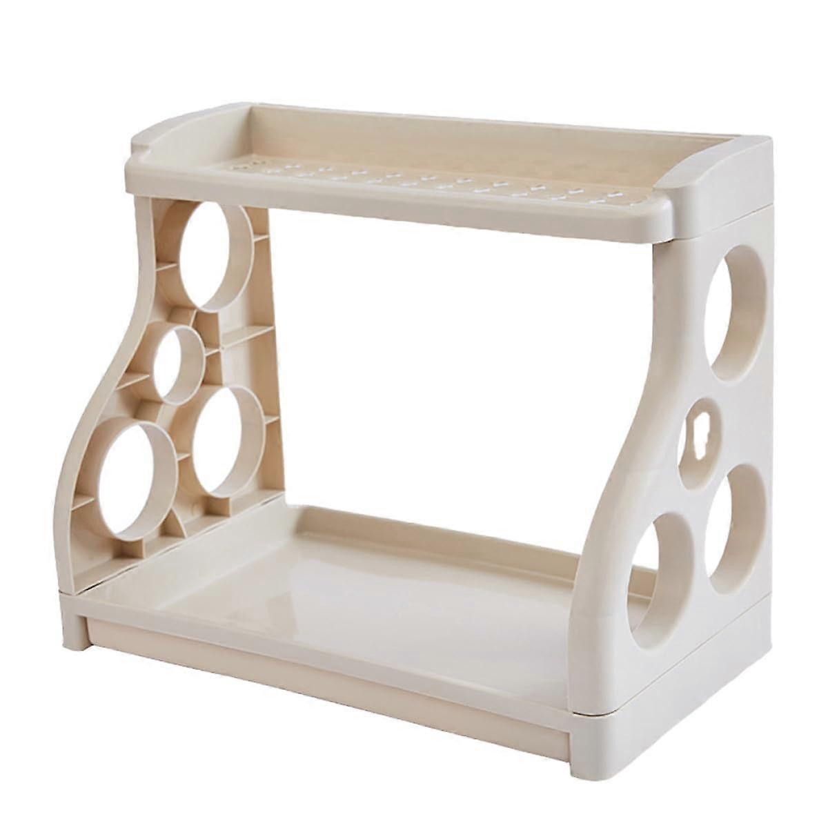 Double Layer Kitchen Storage Rack Plastic Spice Organizer Shelf for Cabinet and Countertop