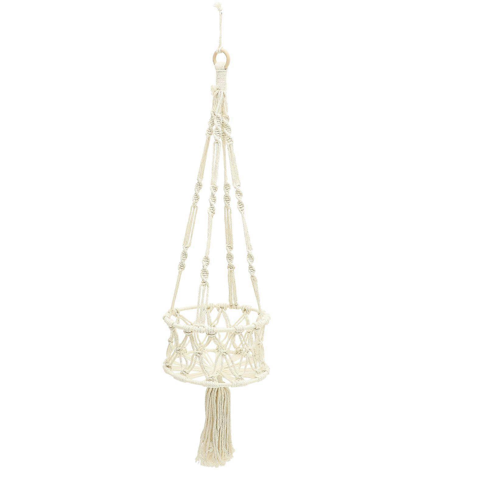 Macrame Hanging Fruit Basket Multi-function Vegetable Basket Handwoven Hanging Storage Basket
