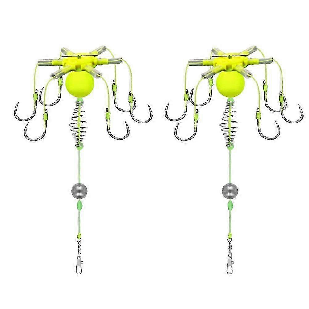 2025 Six Hook Carbon Steel Line Group Feeder Sinker Float Sharp Fishing Spring Bait