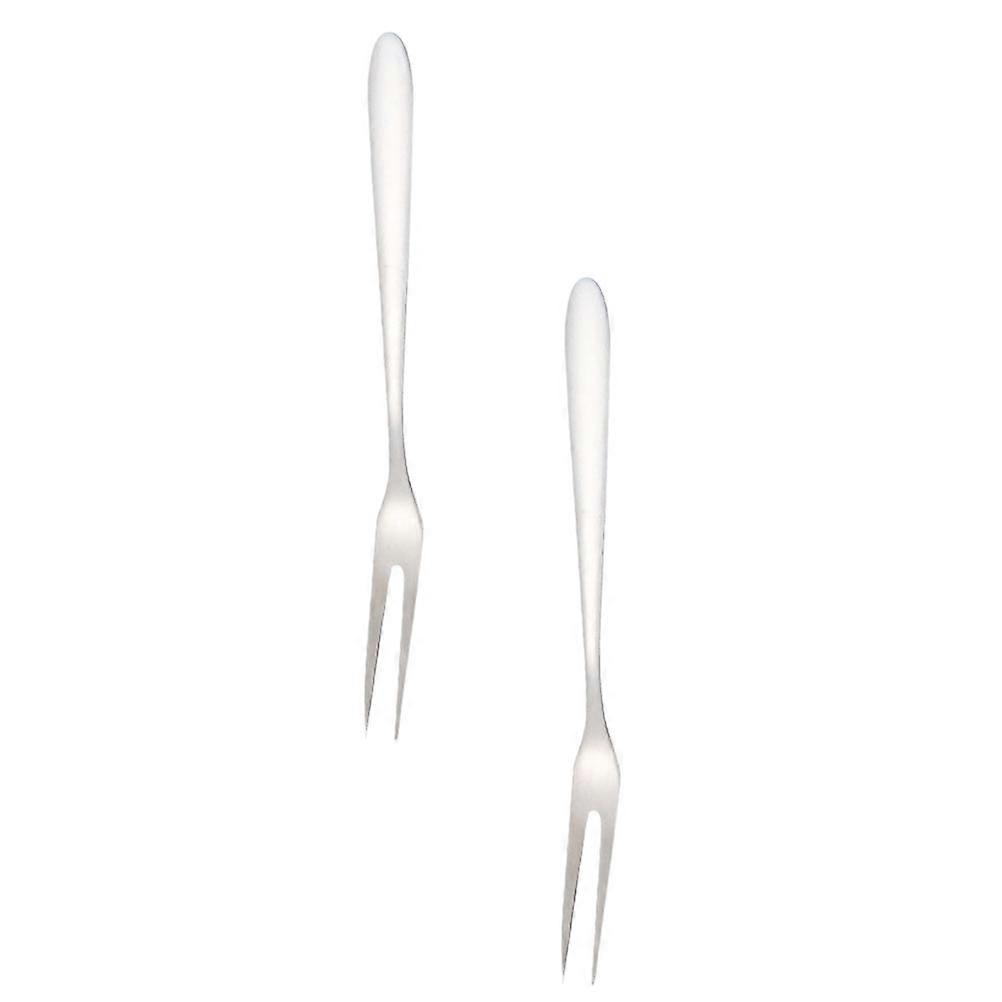 Delicate Stainless Steel Fruit Fork for 2Pcs with White Smooth Surface