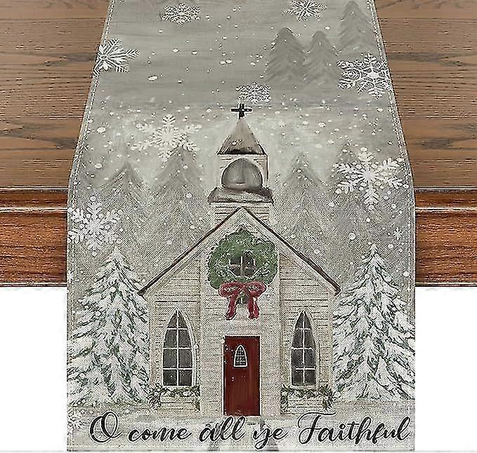 1pc, Lin Table Runner, Christmas Theme Table Runner, julepynt, Santa Claus Winter