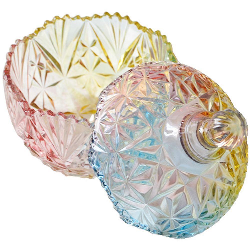 Glass Candy Holder Storage Can with Lid for Storage 2Pcs Transparent