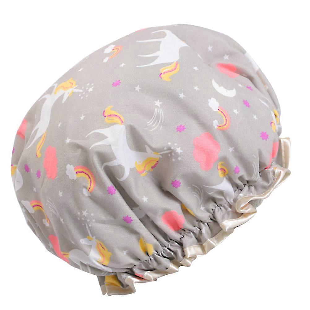 Bathing Hat Waterproof Shower Hat for Shower Use with Grey Unicorn
