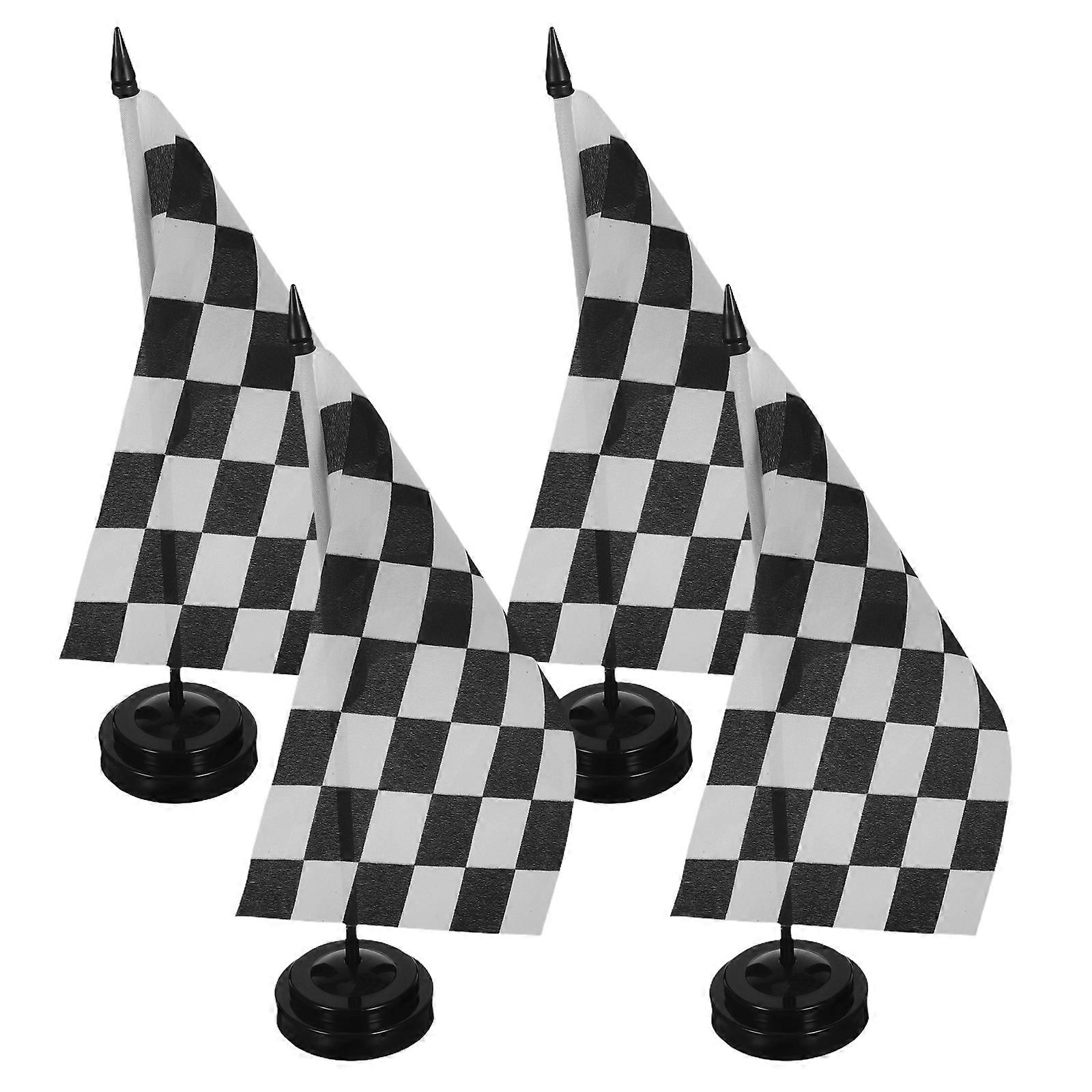 Race Flags Checkered Desk Flag Set for Decoration 12Pcs Mini Office Table Flags