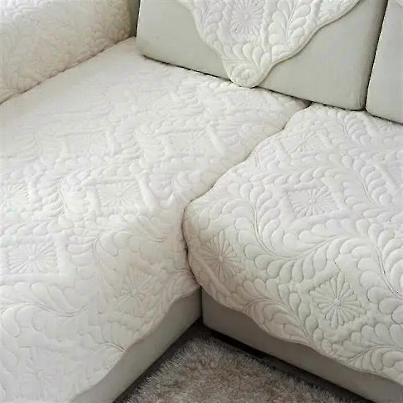 Quilted Non Slip Sofa Cover Solid Color Washable Couch Protector with Durable Padding for Living Room