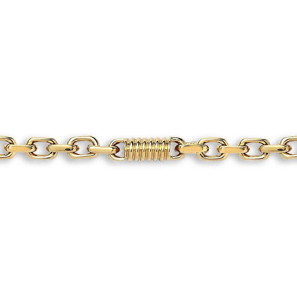 Jewelco London Ladies Solid 9ct Yellow Gold Spindle Screw Thread Oval 5.5mm Gauge Belcher Bracelet, 7.5 inch 19cm