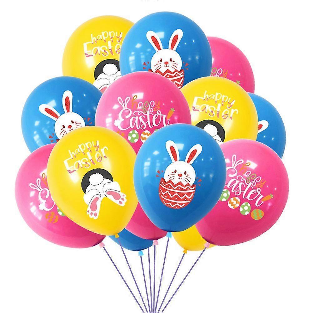 24 Pcs Decorative Easter Bunny Egg Printed Latex Balloons Holiday Decorations