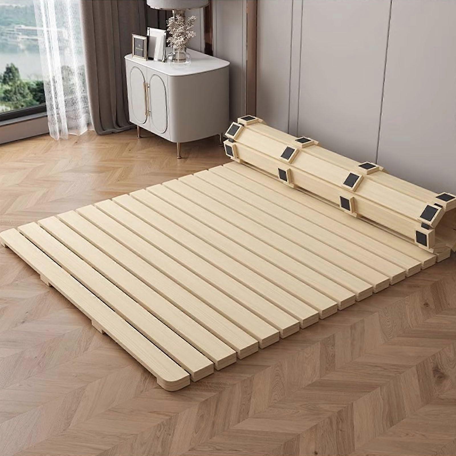 Solid Wood Bed Slats Bunkie Board with Foldable Breathable Mattress Support 43x71in