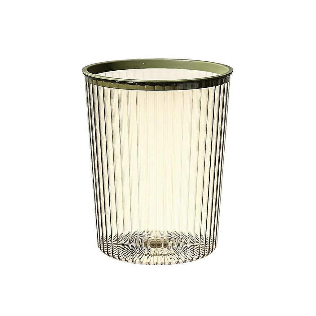 Transparent Plastic Trash Can Large Capacity Cylindrical Waste Bin Open  for Office, Green