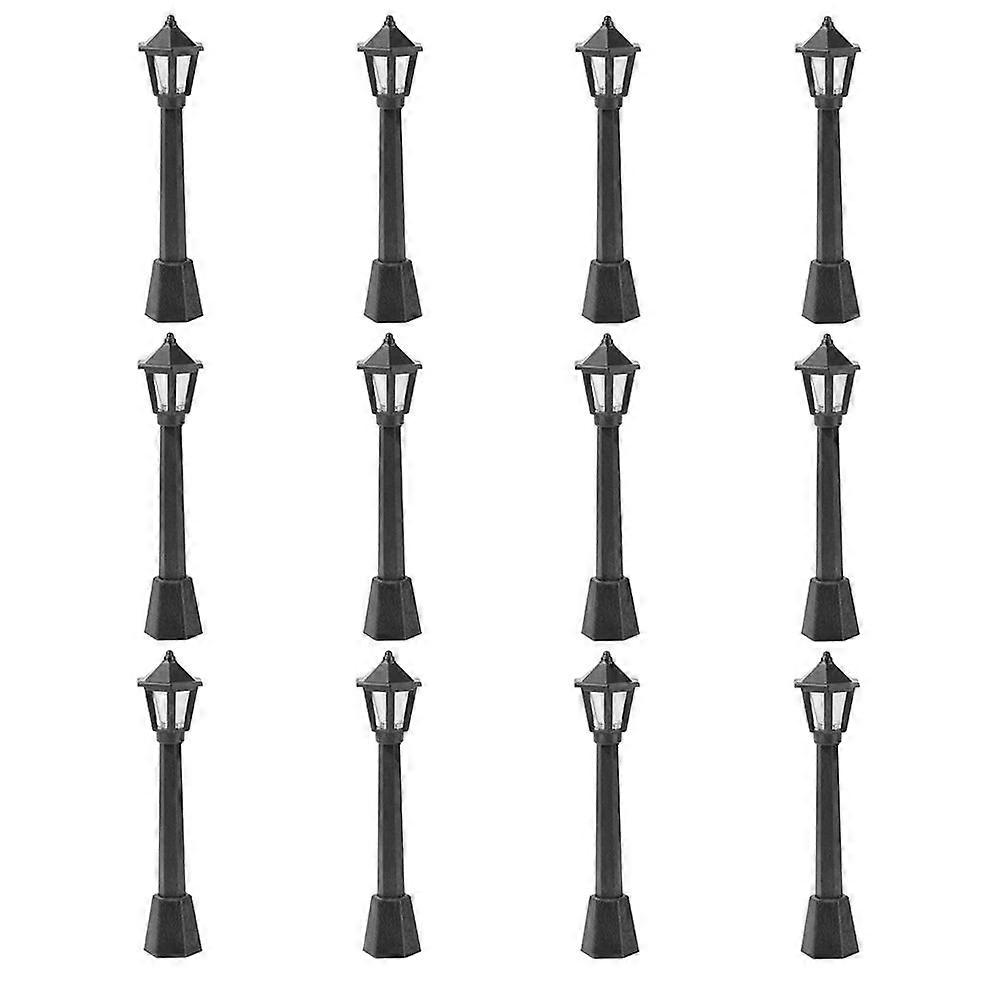 12pcs Plastic Post Lamp Microscopic Model Streetlight Miniature Landscape Lamp