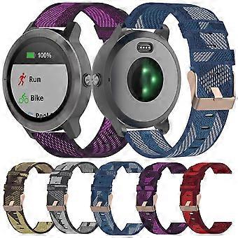 20mm Gestreepte Weave Nylon Polsband Horlogeband voor Garmin Venu, Vivomove 3, Vivoactive 3, Forerunner 245/645