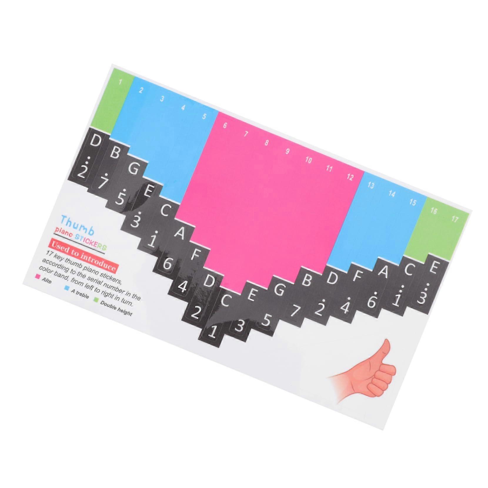 Kalimba Stickers Removable Colorful 17 Key Note Labels Durable Easy Install for Beginners