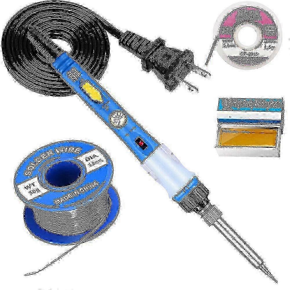 Complete Soldering Kit: 60w Solder Gun, Wick Wire, Flux Paste - Adjustable Temp for All Projects