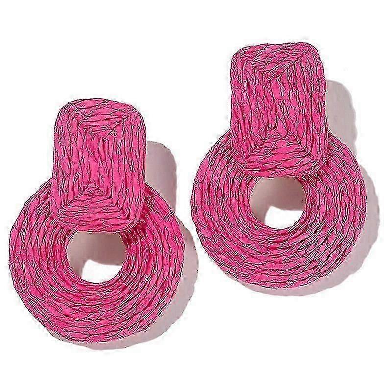 Statement Raffia Earrings Cute Boho Earrings Rattan Hanging Earrings
